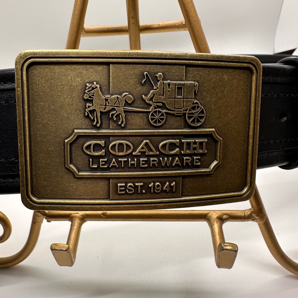 Coach 90’s Vintage Black Belt with Brass Buckle
